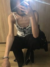 Graffiti Print Notched Neck Cami Top