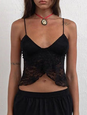 Lace Slit Hem Cami Top