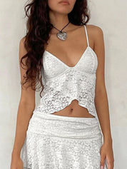 Lace Slit Hem Cami Top