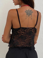 Lace Slit Hem Cami Top