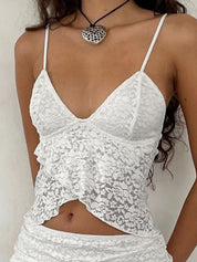 Lace Slit Hem Cami Top