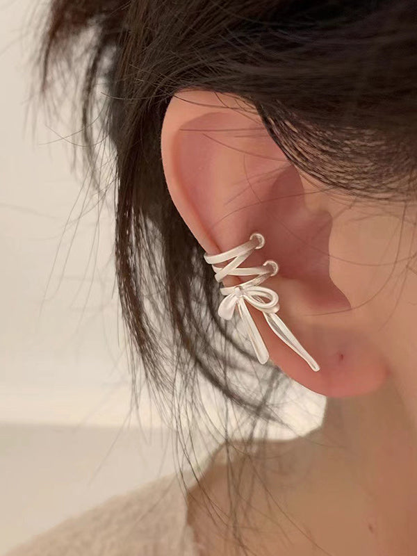 Balletcore Tie Up Bow Cuff Earring