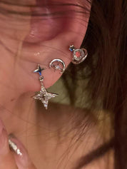 6Pcs Star Moon Saturn Stud Earring