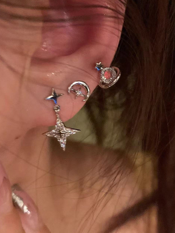 6Pcs Star Moon Saturn Stud Earring