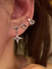 6Pcs Star Moon Saturn Stud Earring
