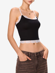 Contrast Lace Trim Cami Top