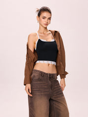 Contrast Lace Trim Cami Top