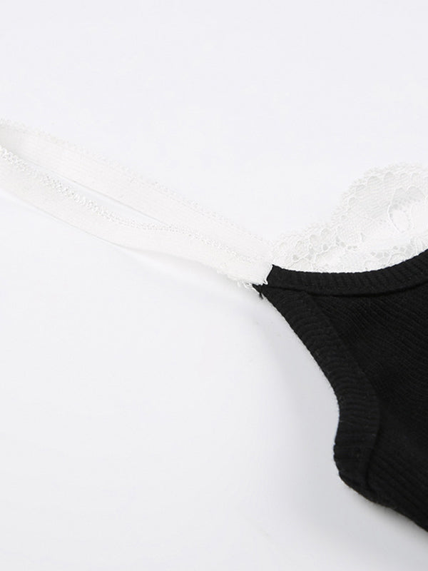 Contrast Lace Trim Cami Top