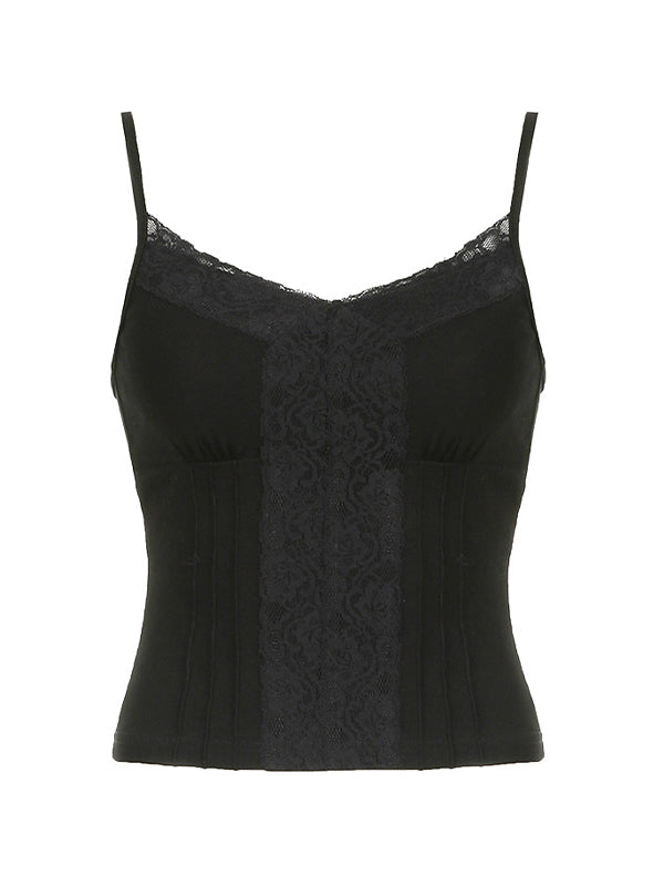 Lace stitching V Neck Cami Top