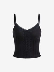 Lace stitching V Neck Cami Top
