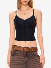 Lace stitching V Neck Cami Top