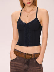 Lace stitching V Neck Cami Top