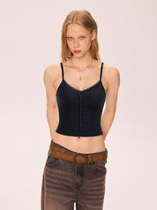Lace stitching V Neck Cami Top