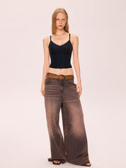 Lace stitching V Neck Cami Top