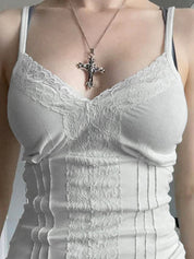 Lace stitching V Neck Cami Top