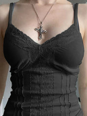 Lace stitching V Neck Cami Top