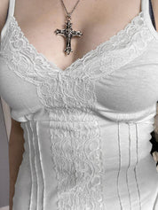 Lace stitching V Neck Cami Top