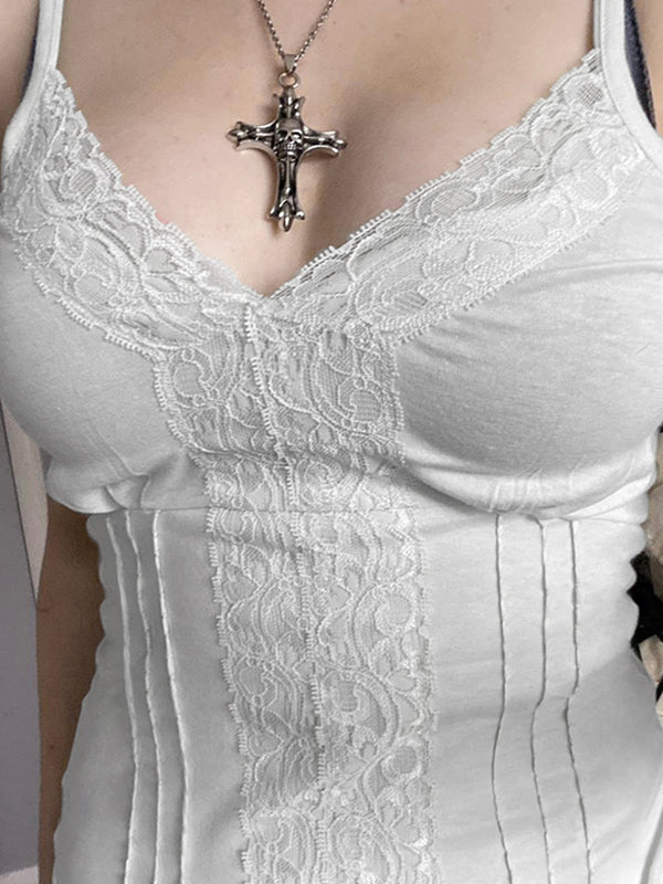 Lace stitching V Neck Cami Top