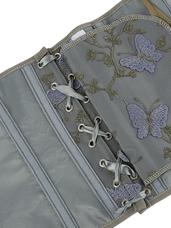 Butterfly Embroidery Bandage Corset Top