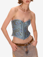 Butterfly Embroidery Bandage Corset Top