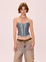 Butterfly Embroidery Bandage Corset Top