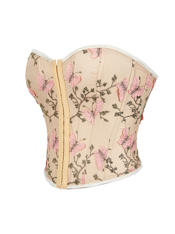 Butterfly Embroidery Bandage Corset Top
