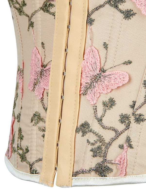 Butterfly Embroidery Bandage Corset Top
