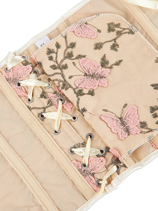 Butterfly Embroidery Bandage Corset Top