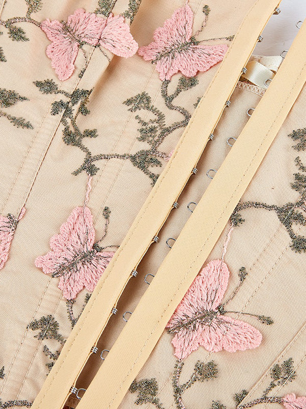Butterfly Embroidery Bandage Corset Top