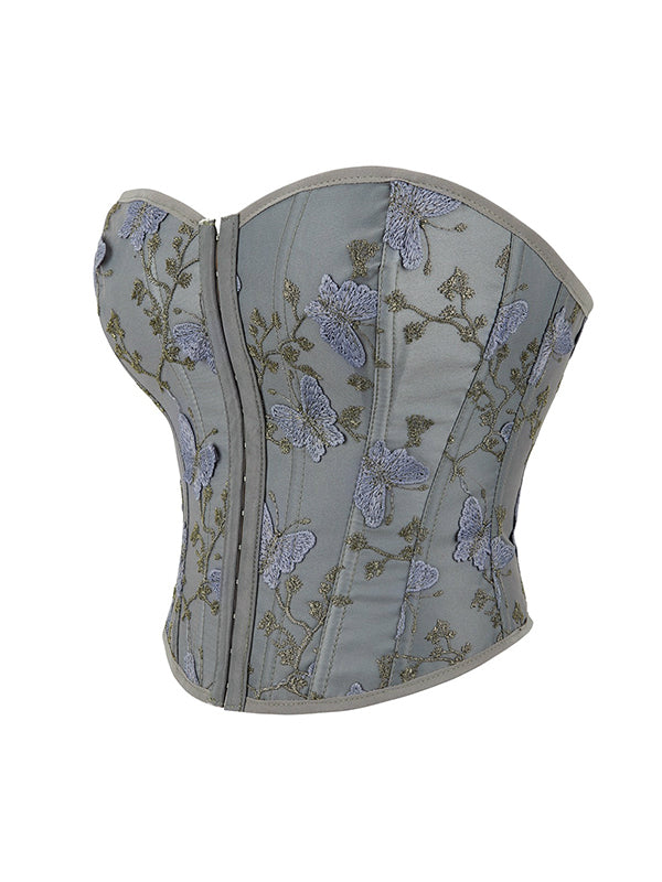 Butterfly Embroidery Bandage Corset Top