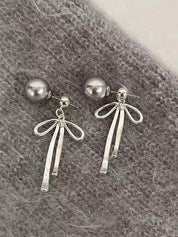 Long Pearl Bow Earring