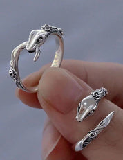 Retro Snake Shaped Rose Open Ring