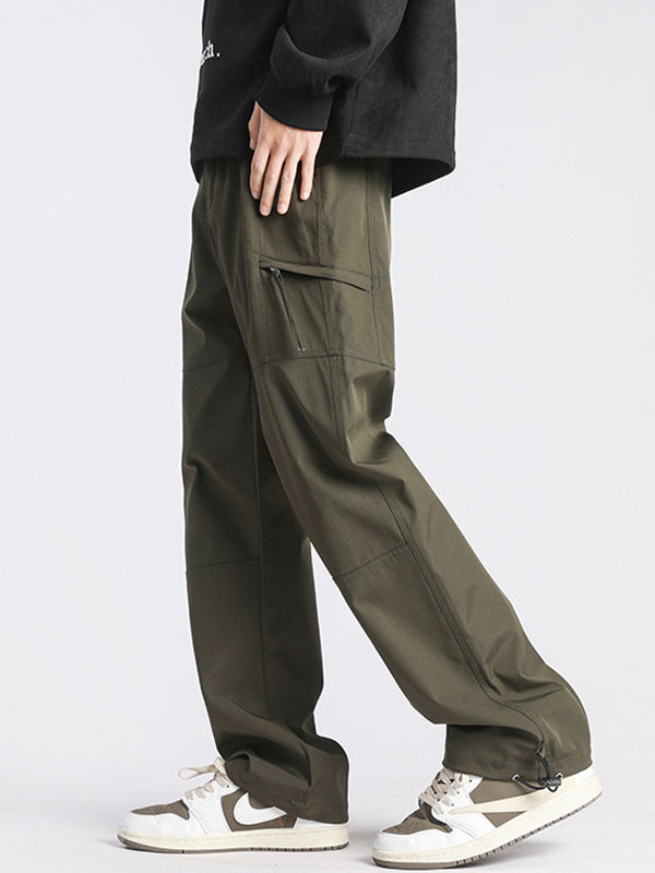 Men's Plain Casual Straight Cargo Pants