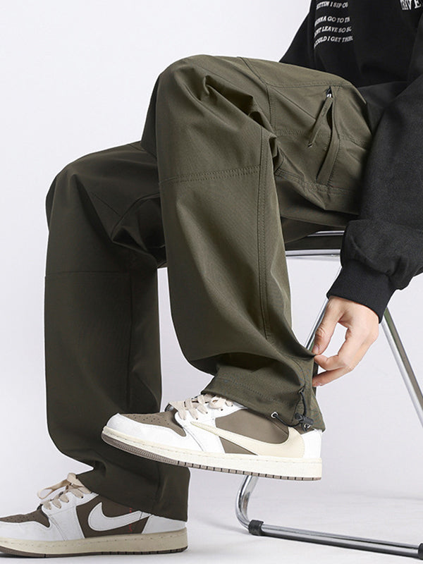 Men's Plain Casual Straight Cargo Pants