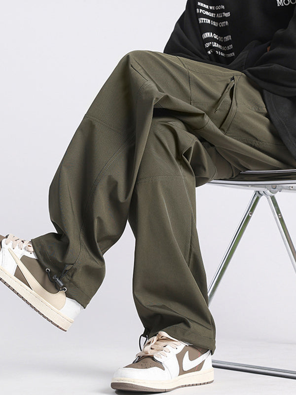 Men's Plain Casual Straight Cargo Pants