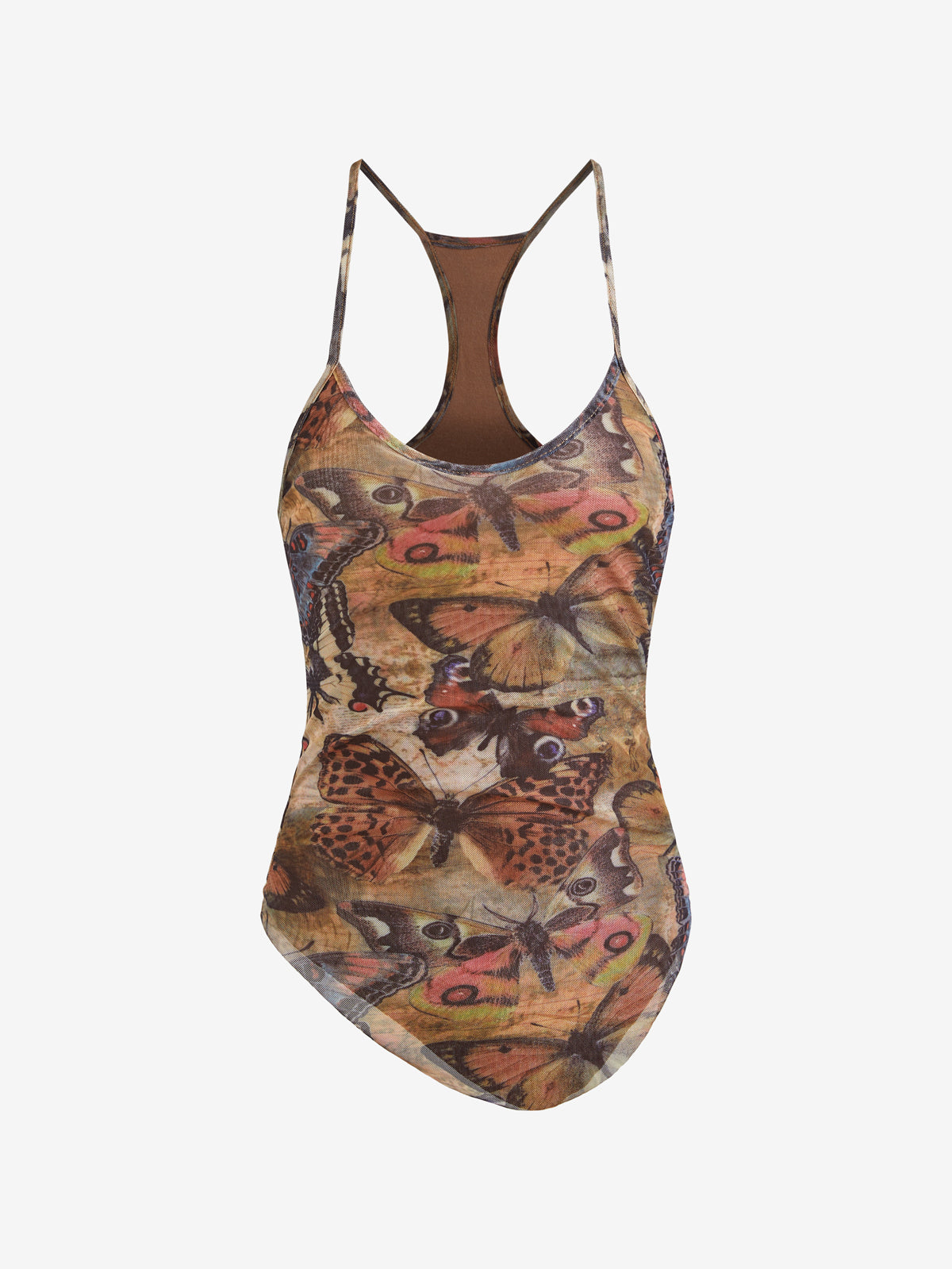 Mesh Butterfly Print Slim Fit Cami Top