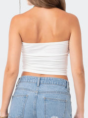 Striped Slim Fit Short Navel Baring Bandeau Top