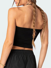 Striped Slim Fit Short Navel Baring Bandeau Top