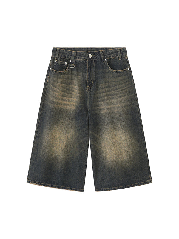 Men's Vintage Washed Denim Loose Shorts