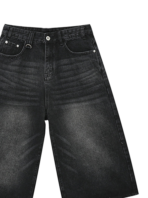 Men's Vintage Washed Denim Loose Shorts