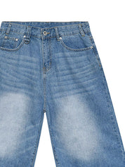Men's Vintage Washed Denim Loose Shorts