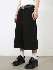 Men'S Retro Washed Wide Leg Straight Denim Shorts