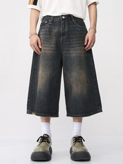 Men'S Loose Wide Leg Flared Cropped Pants Shorts