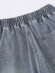 Men'S Washed Ripped Straight Denim Shorts