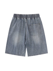 Men'S Washed Ripped Straight Denim Shorts