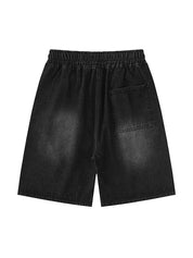 Men'S Washed Ripped Straight Denim Shorts
