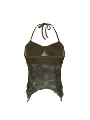 Retro Ethnic O-Ring Backless Halter Vest