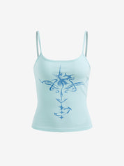 Simple Rose Print Slim Cami Top