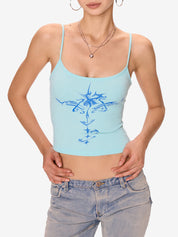 Simple Rose Print Slim Cami Top