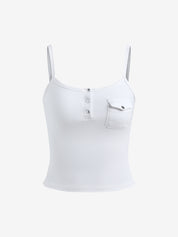 Plain Crewneck Button Up Tank Top